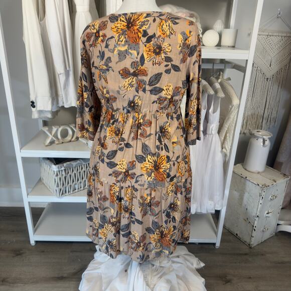 Emery Rose Women's Size XL Beige Floral A Line Knee Length Dress #3268 - Picture 3 of 9